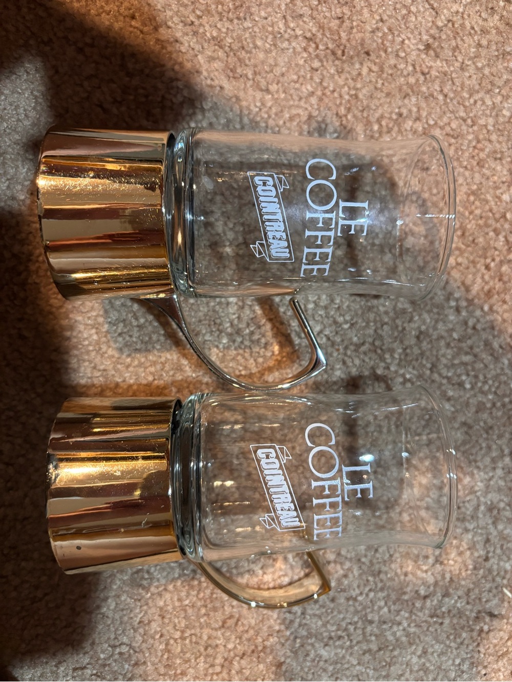 gorman Clear Glass Le Coffee Mugs with Gold Accents